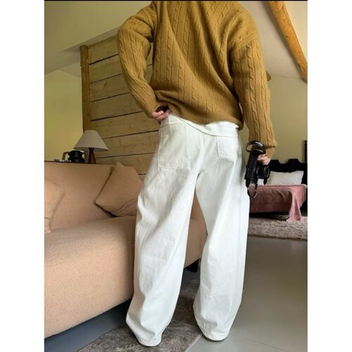 Cleanfit秋季韩版垂感显瘦拖地弯刀百搭牛仔长裤男女同款