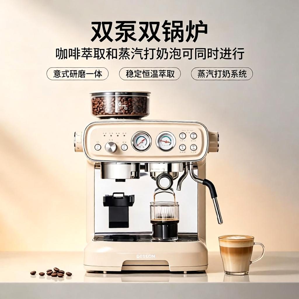 意式咖啡机双锅炉58mm研磨一体