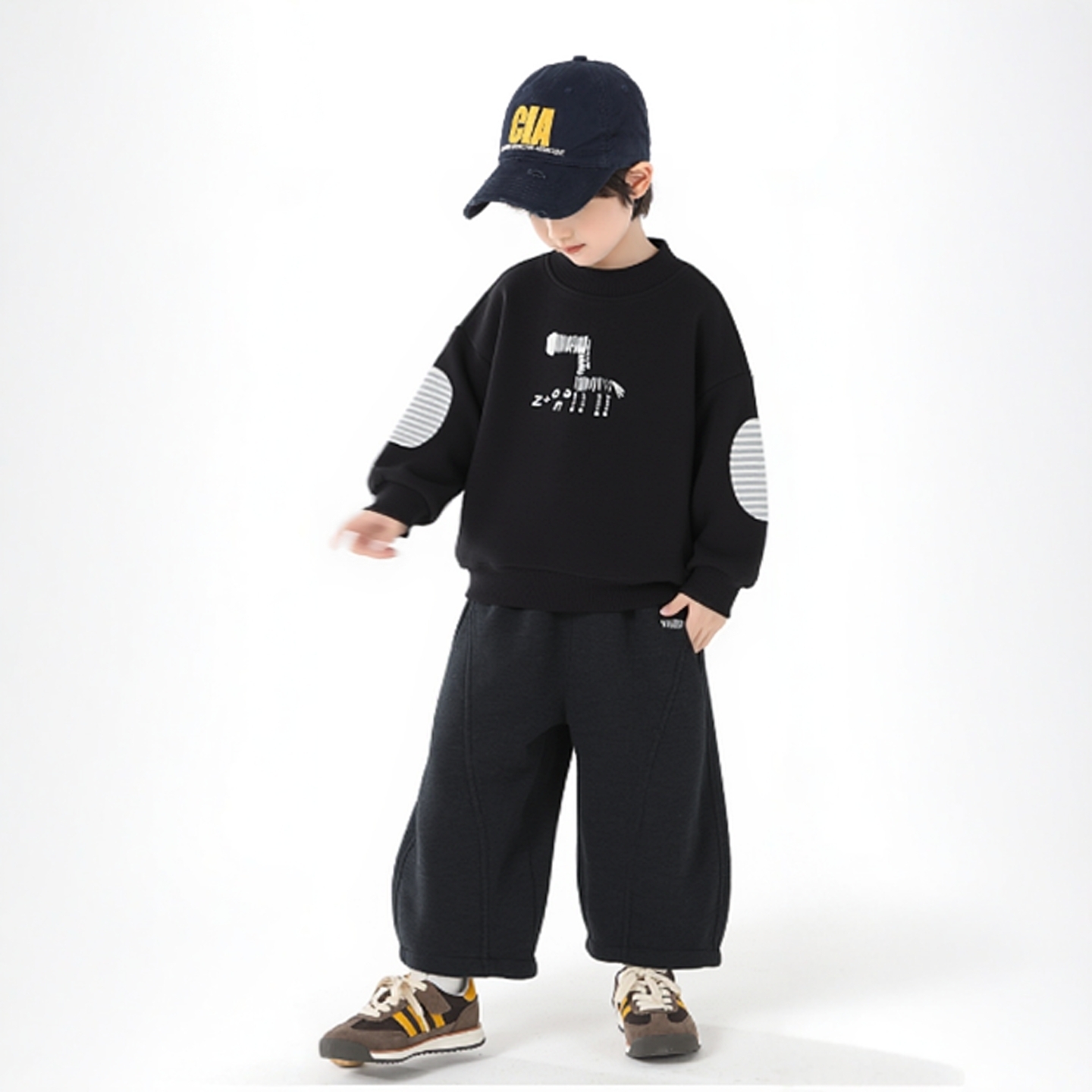 儿童翻领加绒卫衣冬季2025新款