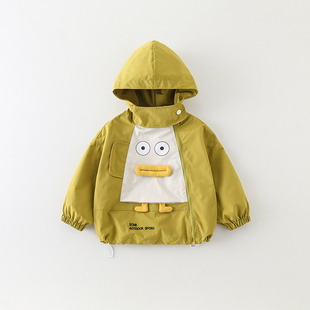 儿童连帽外套春秋2025新款 男童拼色百搭大嘴外套AW436