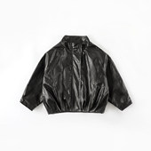 黑色立领皮外套春秋2026男女童宝宝防风上衣防风保暖皮夹克AW137