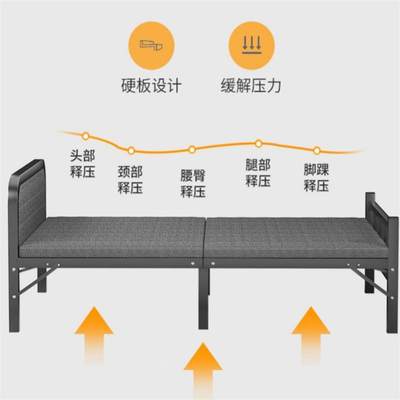 结二5一铁床折叠床双人加固1米米0床单人床9用耐宽cm加厚1米2床实