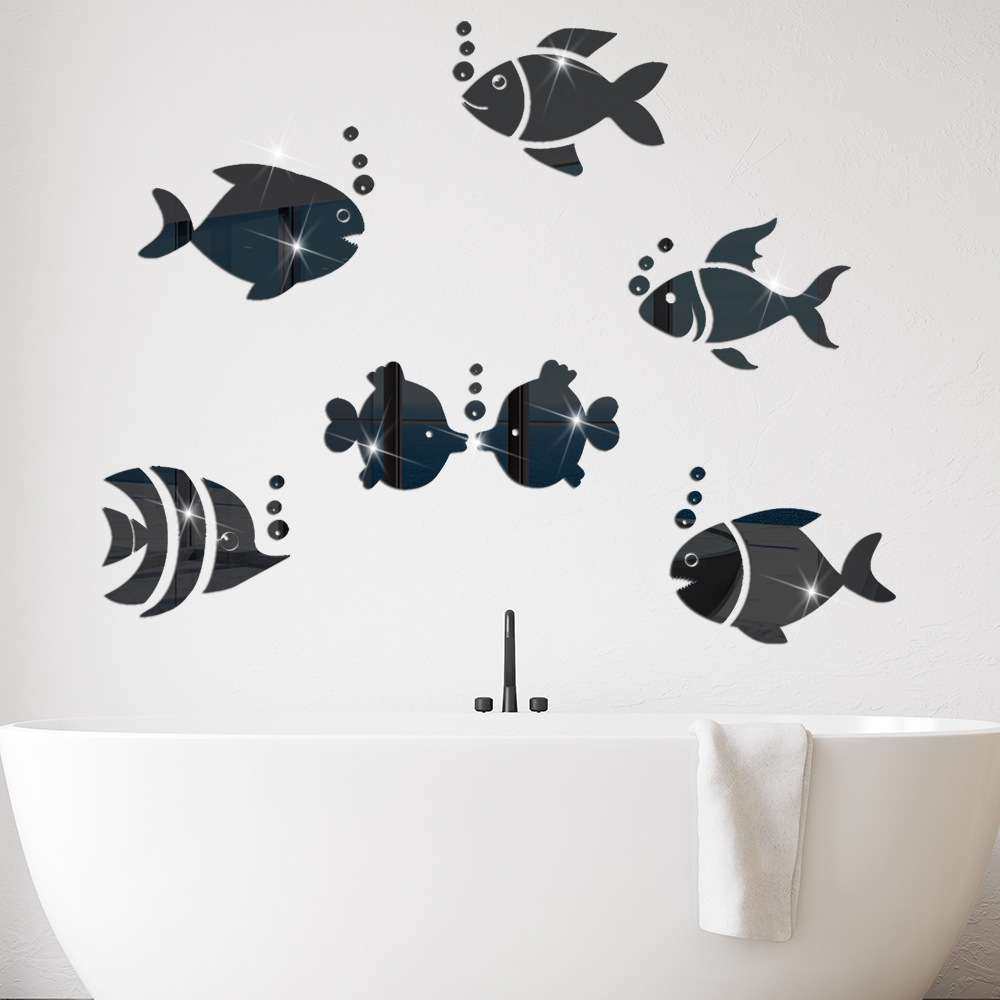 JM534  鱼群接吻鱼DIY镜面亚克力墙贴儿童房幼儿园装饰防水自粘,家居饰品,软装墙贴,淘宝优惠券,粉丝福利购,淘宝优惠卷