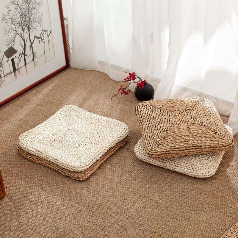 打坐坐垫团蒲草编方形加厚坐垫椅垫子榻榻米飘窗日式玉米皮新