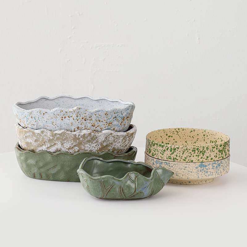 多肉花盆浅口椭圆长方形大口径大号拼盘拼盆陶瓷简约复古粗陶透气