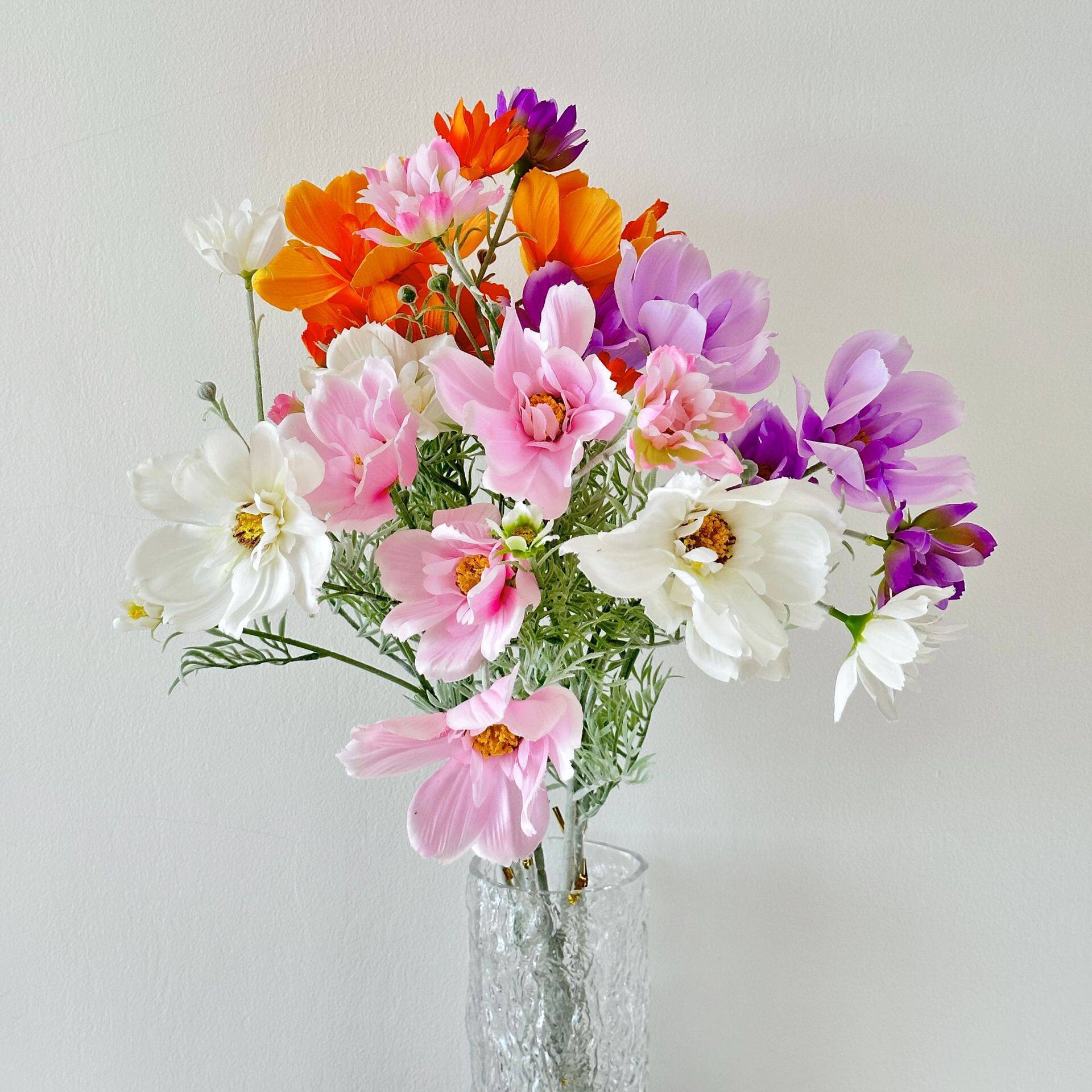 4头波斯菊大格桑花 婚礼堂小清新田园野花家居摆件客厅装饰假花束