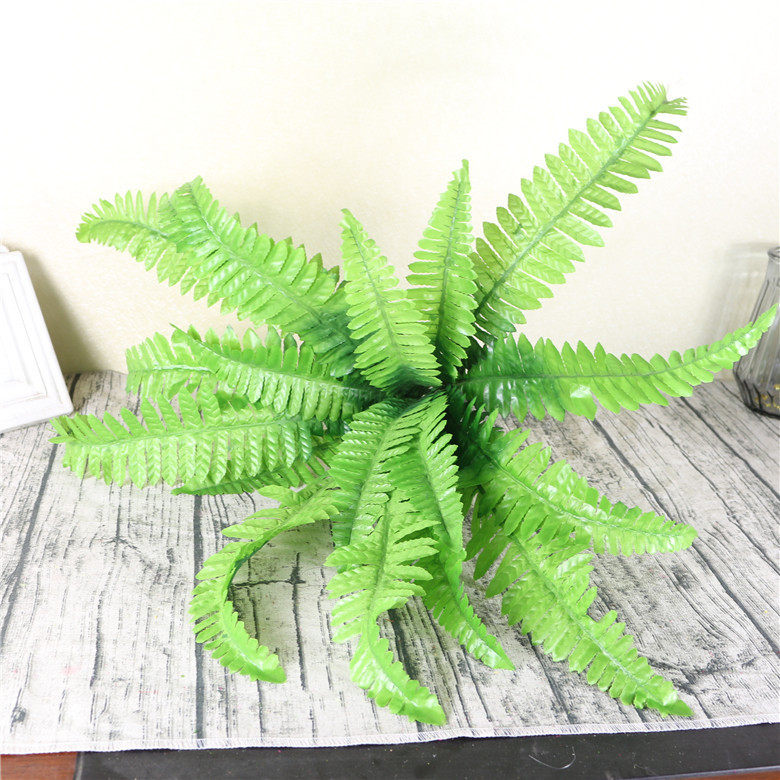 厂家直销仿真植物绿植墙上装饰花草婚庆花艺绿叶蕨类波斯草18片叶