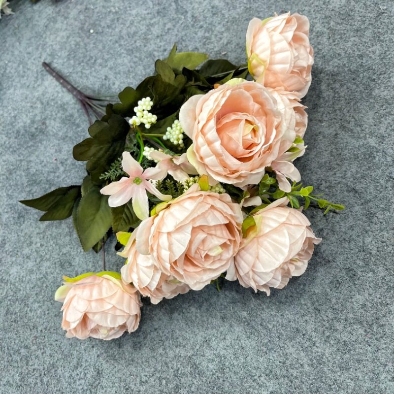 速卖通热卖公主玫瑰花花束绢布11叉公主玫瑰假花仿真插花假花