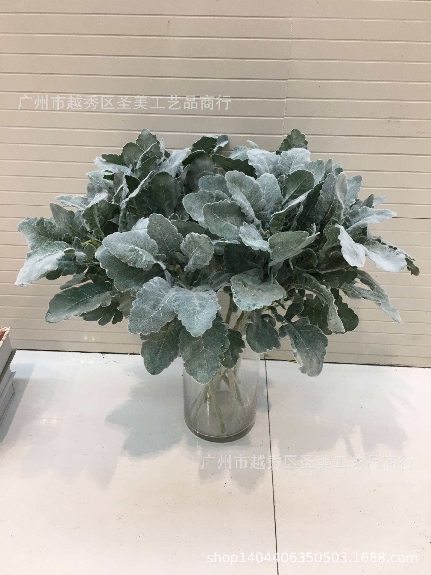 仿真银翘叶 银叶菊植毛草背景墙装饰装修假绿色植物 室内装饰