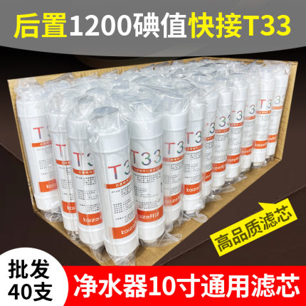 小T33后置椰壳活性炭滤芯2分3分快接口纯水机超滤直饮净水器滤芯