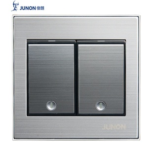 俊朗拉丝钢黑中板系列86型墙壁暗装开关插座无边框面板单控双控