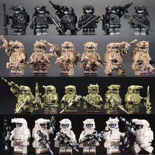 军事积木人特种兵人仔兼容乐高迷彩武装积木人仔士兵拼装小人玩具