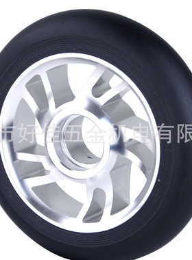 源头工厂直供100X24mm银色铝芯高弹聚氨酯（PU）极限滑板车脚轮