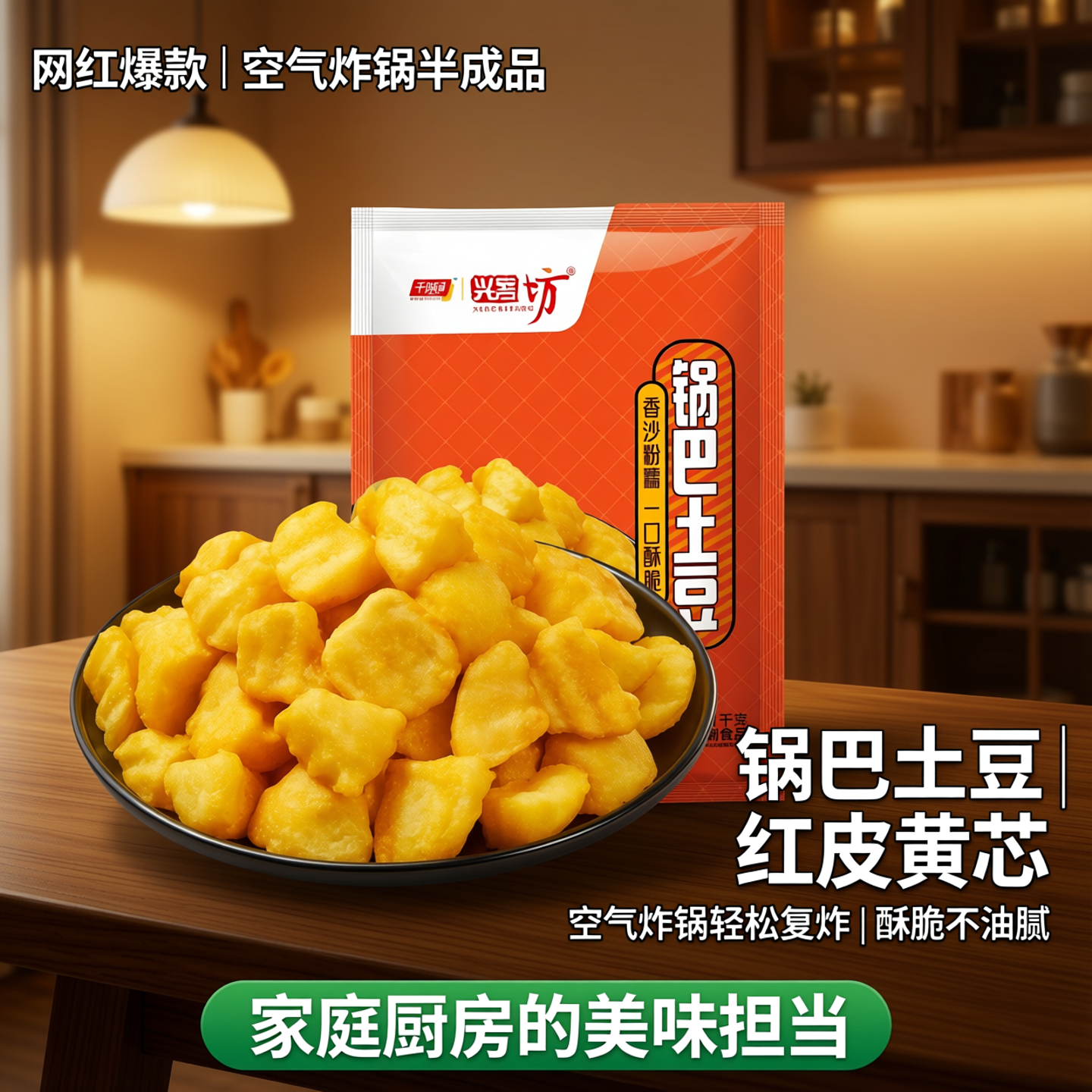 千味央厨锅巴土豆网红爆款红皮黄芯土豆空气炸锅半成品油炸酥脆