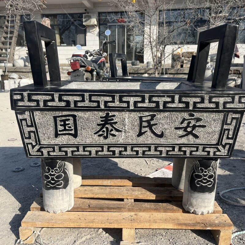 石雕香炉青石头鼎大号长方形寺庙祠堂道观供奉佛室外仿古香炉大理