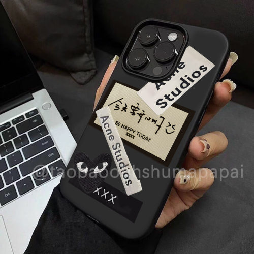 新款今天也要开心标签适用苹果15promax壳iphone14潮流16promax高级13mini个性12磨砂软套11防摔x/xs情侣