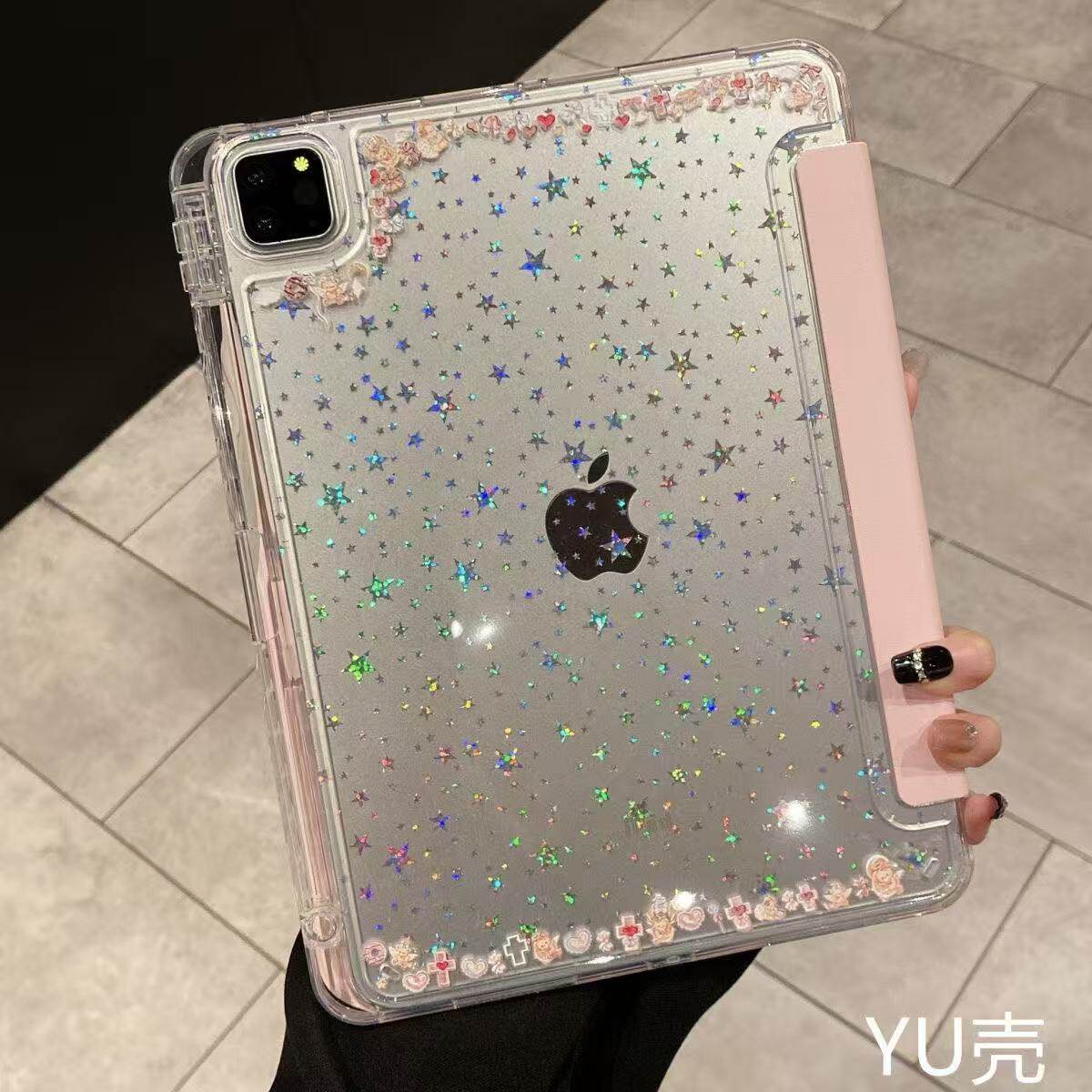 新款ipad小熊天使适用2025第11代防弯亚克力ipad保护套air6/7保护壳11寸平板ipadpro2021/22ipad10透明平板壳图片
