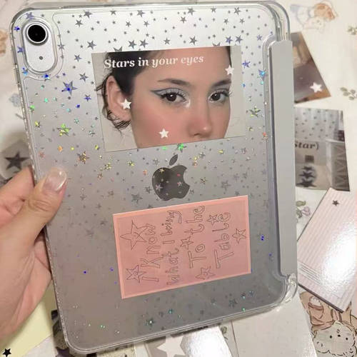 灰色星星背卡丨3+y折适用于ipad11壳平板保护套 11寸软边硬底防弯10新款pro2025带笔槽air6/4 13寸10.9