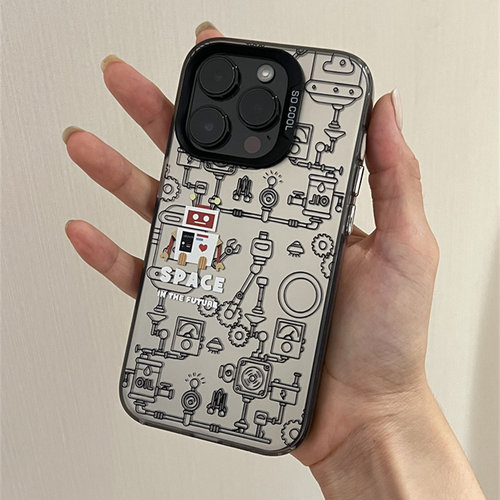 日韩原创趣味卡通机器人适用GalaxyS24ultra手机壳ls23ultra彩银三星s22u硬壳s24+男女款