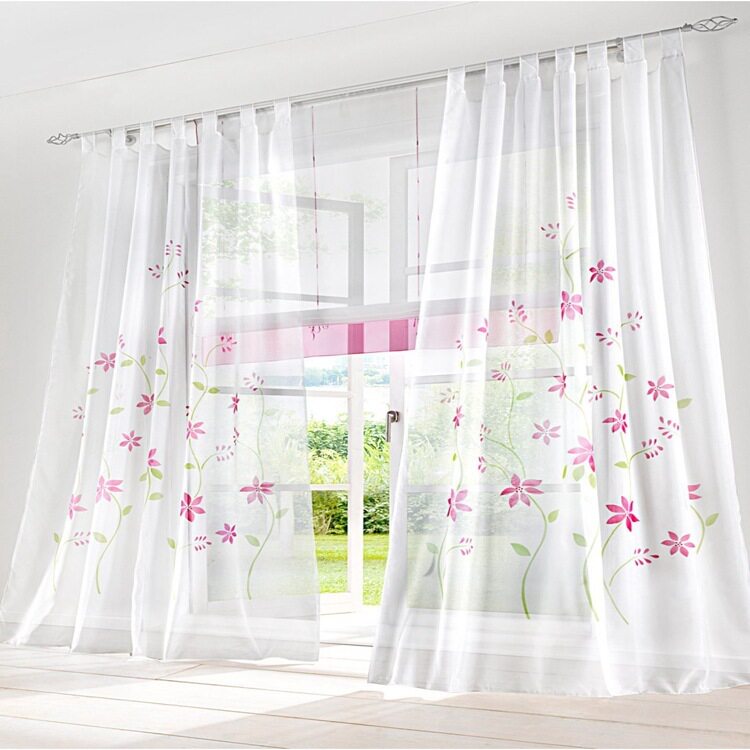 新品简约纯手工喷绘田园风格窗帘窗纱卧室客厅书房用