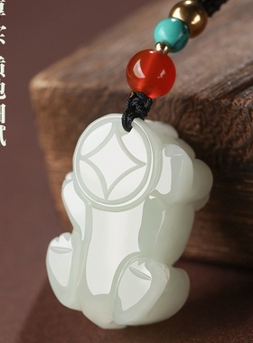 天然和田玉貔貅吊坠男女款霸王白玉小皮丘项链玉石玉坠玉佩挂件