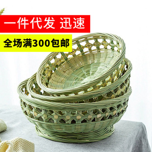 竹编制品竹篮带底座圆形竹编篮手工编织竹制品广西灵山