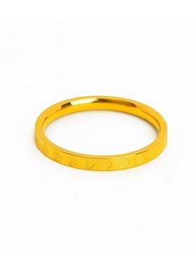 简约气质满圈爱心钛钢戒指女百搭情侣对戒18k金色食指网红潮指环