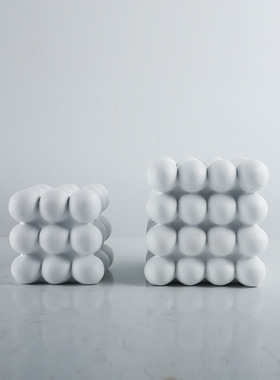 简约现代树脂蓝色多球立方摆件样板房间客厅茶几桌面摆件软装饰品