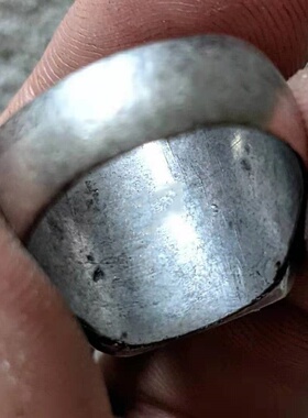 泰银戒指方形徽章标记情侣饰品厚重花卉镶嵌男士欧美复古开口指环