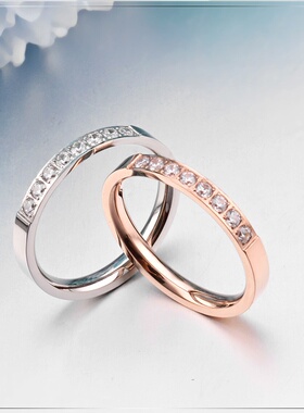 日韩风格清新淡雅优雅玫瑰金镶钻小女生尾戒  光亮极简约指环