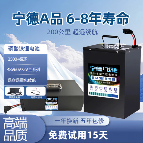 电动车磷酸铁锂电池72V30A40A60A外卖快递二轮电摩九号国轩锂电池