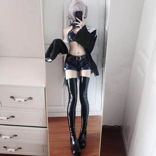 彻夜之歌cos服七草荠cosplay服装性感紧身皮上衣皮短裤辣妹套装