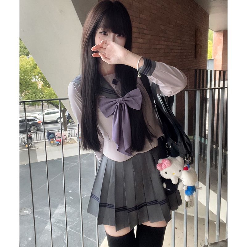 椿岛森原创jk制服【紫苑中】紫色日系学院风水手服校供感正版套装