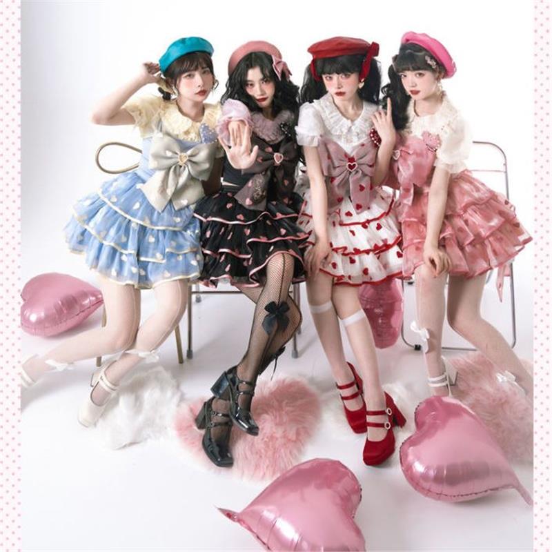 全款正品lolita盛夏糖心爱心SK半身裙吊带上衣可爱小偶像洛丽塔