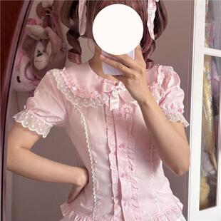 甜美荷叶边 上衣洛丽塔短袖 小熊泡泡娃娃领内搭衬衫 Lolita百搭款