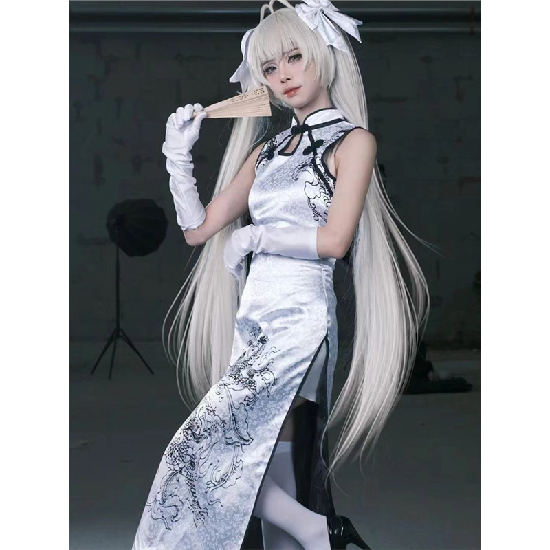 穹妹旗袍cos 缘之空 春日野穹cosplay服装假发送手套袜子头饰全套