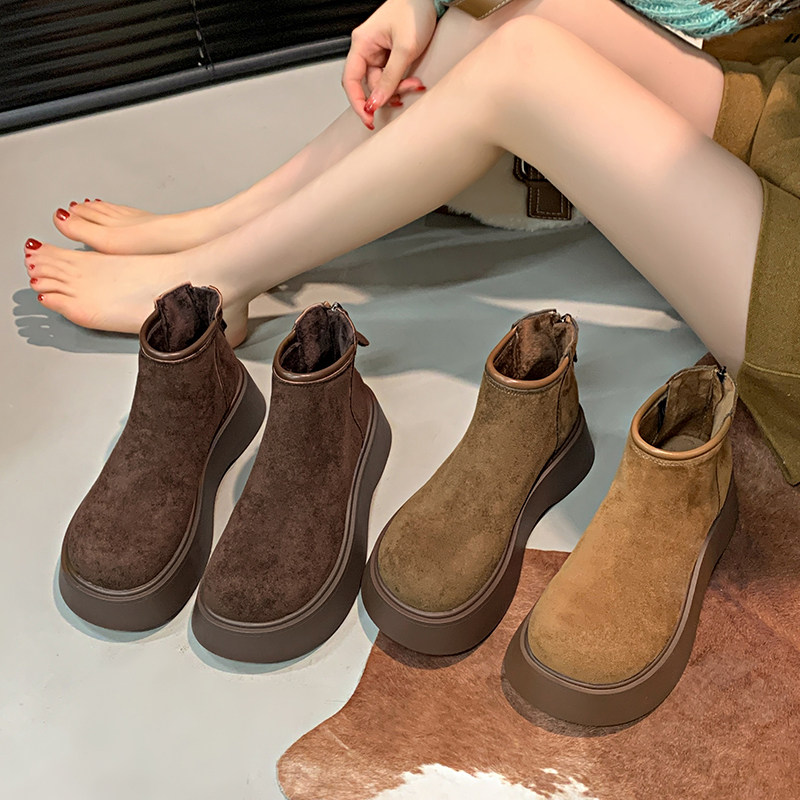 时尚厚底勃肯鞋女马丁靴2025新款秋冬季加绒保暖雪地靴短靴大棉鞋