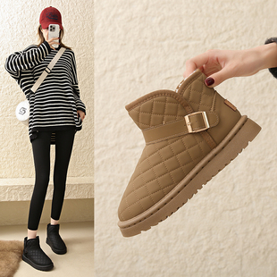 时尚雪地靴女2025年冬季新款皮毛一体短靴加绒加厚保暖雪地棉鞋子