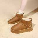 时尚皮面雪地靴女款2025新款冬季加绒加厚棉鞋厚底雪地棉防滑鞋子