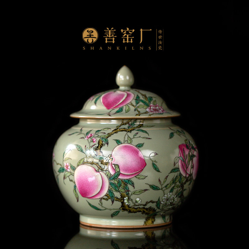 善窑厂李善明汝窑茶叶罐 高端礼品摆件 粉青色汝瓷盖罐家居摆件