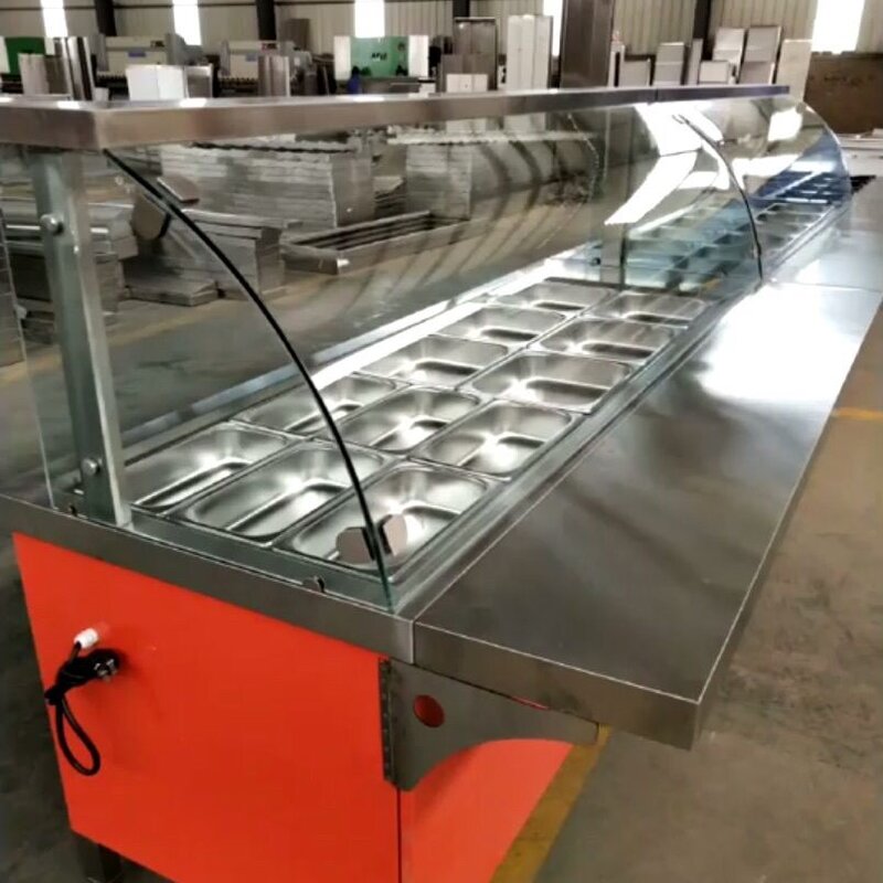 玻璃罩快餐车保温售饭台快餐保温台粥车浏阳蒸菜台汤食堂餐厅