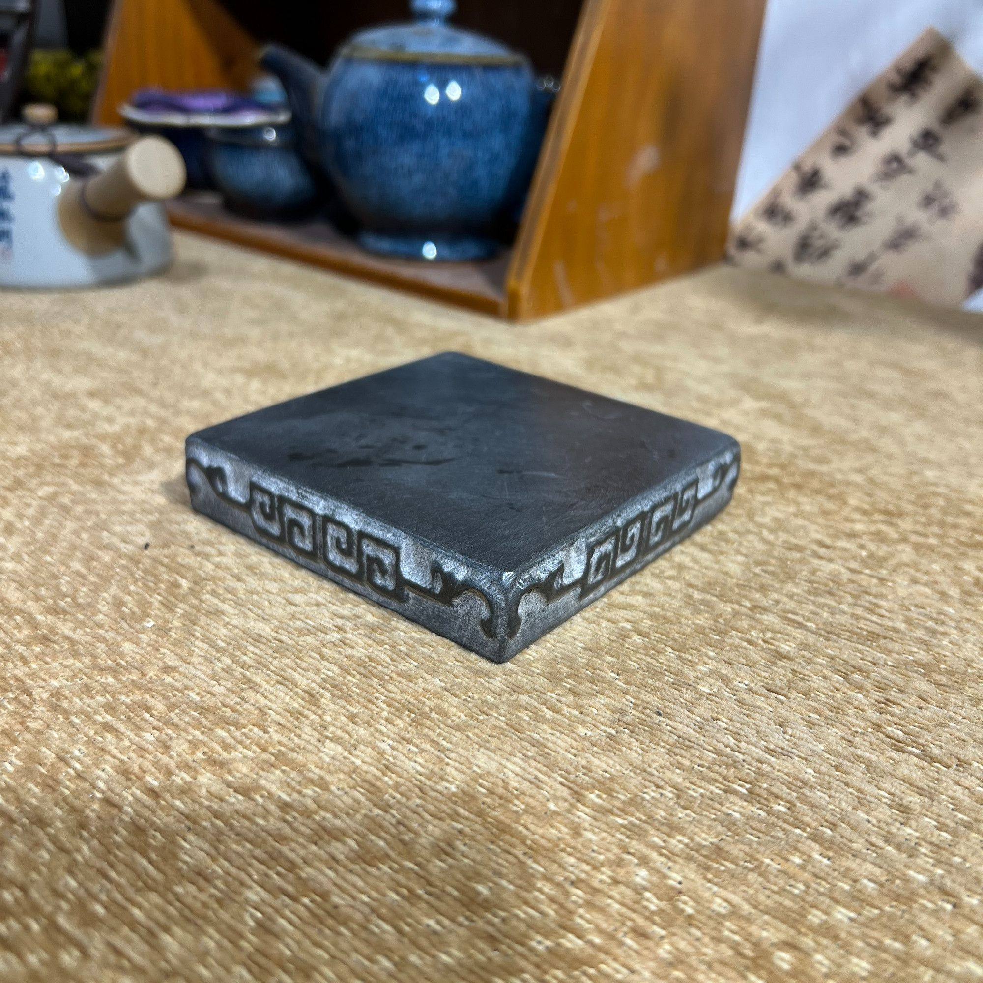 天然整青石雕刻方形壶承底座杯垫手工雕刻新中式复古怀旧茶桌摆件,家居饰品,石雕,淘宝优惠券,粉丝福利购,淘宝优惠卷