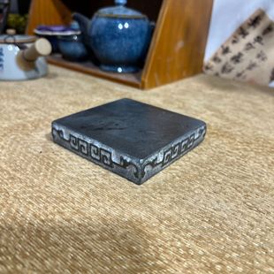 天然整青石雕刻方形壶承底座杯垫手工雕刻新中式复古怀旧茶桌摆件