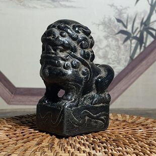 仿石雕中式仿古案头镇宅小狮子摆件复古做旧家居桌面工艺装饰摆件