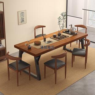 新疆西藏包邮茶桌椅组合中式大板茶桌一桌五椅洽谈桌家用客厅阳台