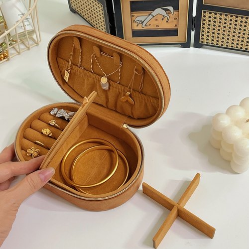 高级天鹅绒便携首饰盒