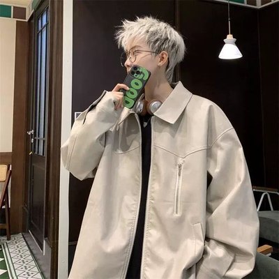 美式复古PU皮外套男款秋冬季高级