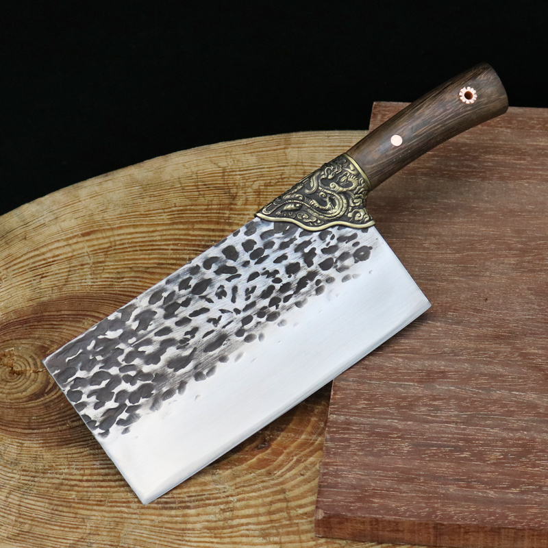 龙泉螭龙传统手工老式复古菜刀家用超锋利钼钒钢锻打5cr15mov厨刀