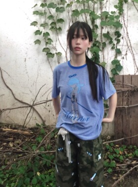 小猫藏星StarryKitty* 冷飲印花短袖经典条纹T恤好有“少年感”