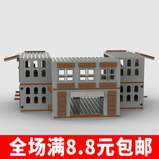 军事基地仓库房哨站步枪绝地求生配件兼容国产moc积木场景小颗粒